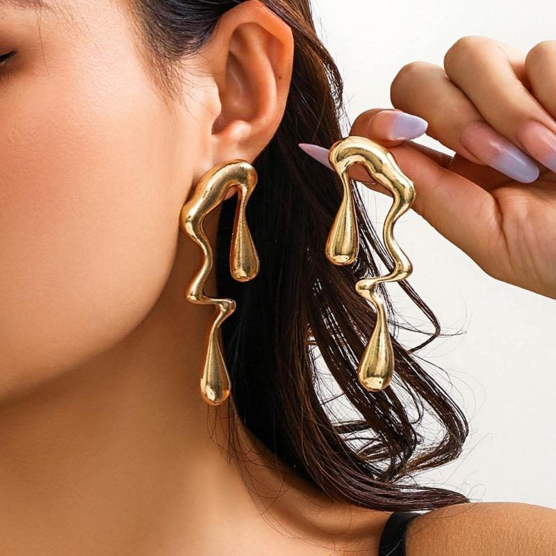 Irregular Water Drop Earrings Trendy Statement Ear Studs Party Jewelry Vintage Studs Fashionable Accessories for Women