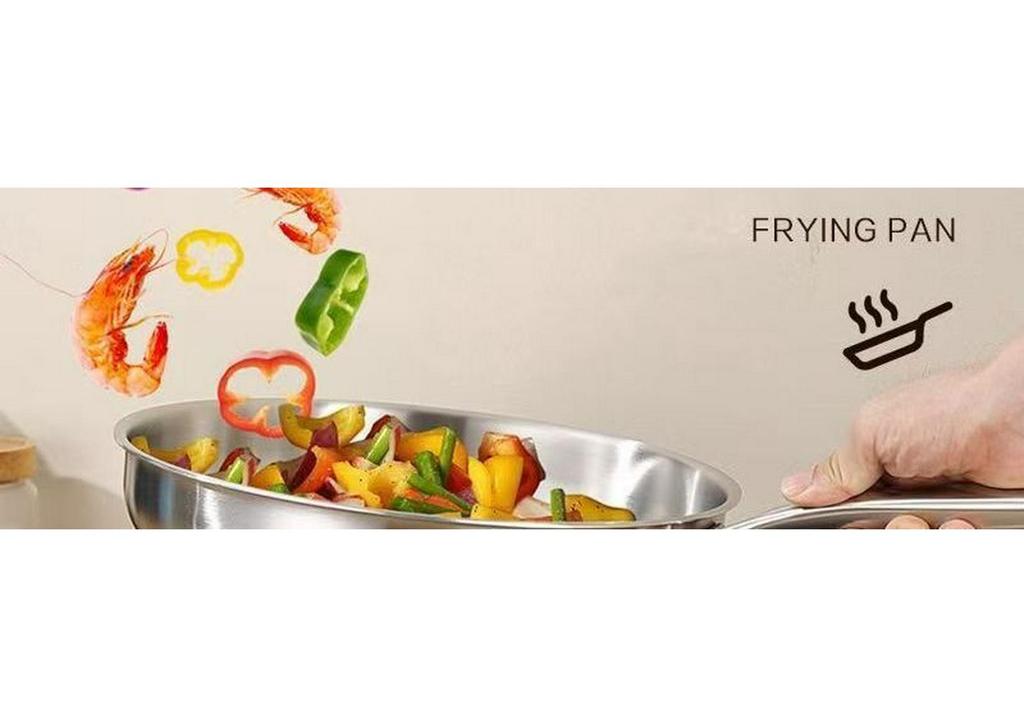 Uncoated 316 Stainless Steel Non-Stick Frying Pan, Universal for Induction & Gas Stoves, Flat-Bottomed with Three-Layer Steel for Eggs & Steak.