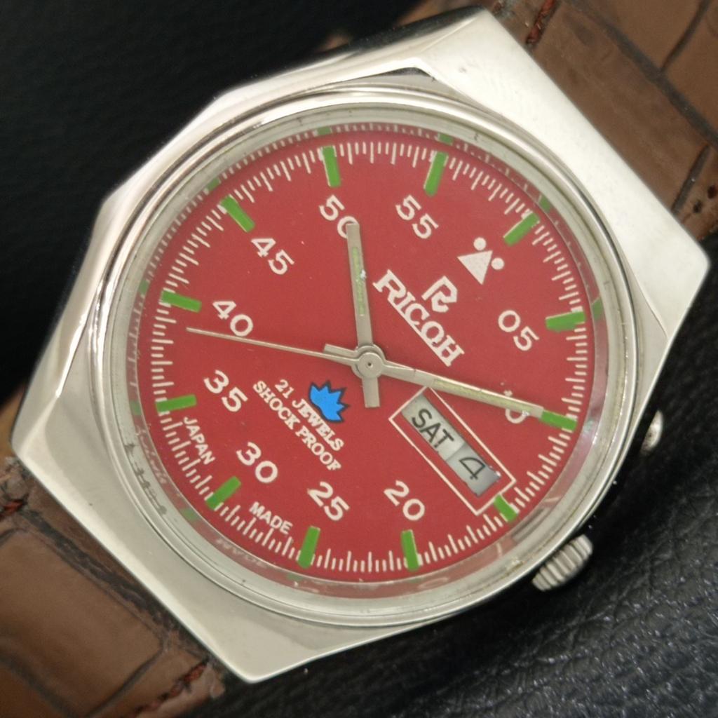 

AUTOMATIC VINTAGE RICOH R31 JAPAN MENS RED COLOR DIAL WATCH a705170-1