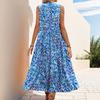 Ärmelloses Damenkleid Lässig Fließend A-Linie Midi T-Shirt Kleider Mit Taschen Rundhals Urlaub Boho Strand Sommerkleid