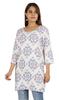 Moomaya Womens Tops Rayon Block Print Tunic 3 4th Sleeve Tunic Summer Blouse
