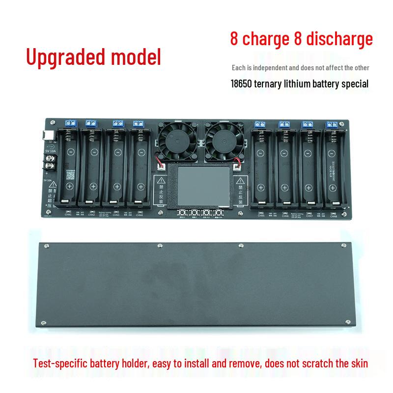 8-Channel 18550 Battery Capacity & Internal Resistance Tester with 2.4" Display and 21700 Test Fixture