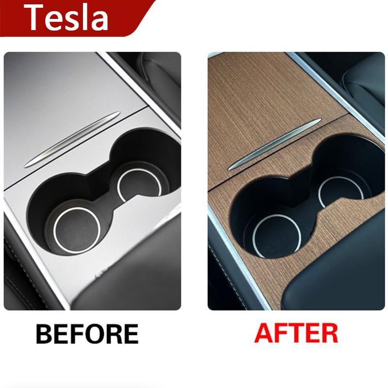 Tesla Auto Zentrale Bedienfeld Schützende Holzmaserung Modell 3 Y Zubehör Carbon Faser ABS Patch Drei Auto Innen