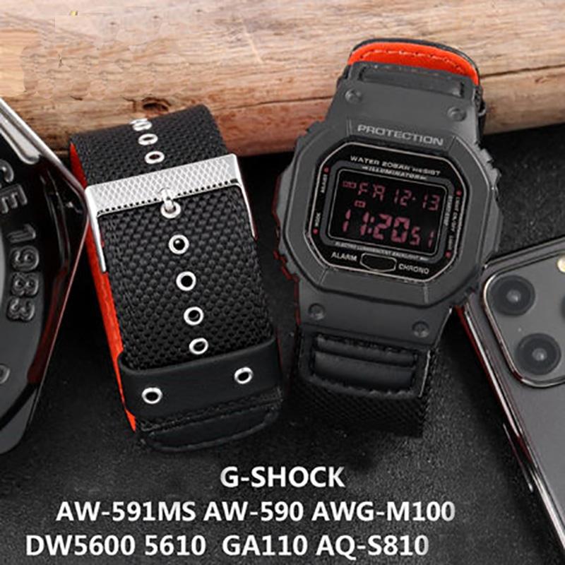Νάιλον Λουράκι Ρολογιού για G-shock DW5600 AW-591MS AW-590 AWG-M100/101 G-300 GW-5000 5035 GW-M5610 Κανβάς Βραχιόλι 16mm