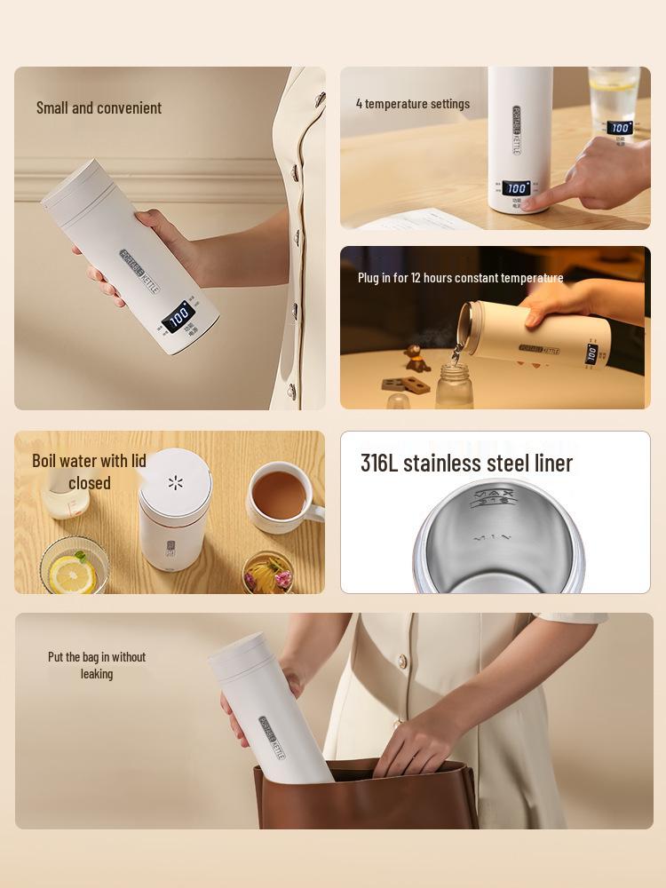 Portable Smart Electric Heating Water Cup - Stainless Steel Travel Thermos for Business and Office Use