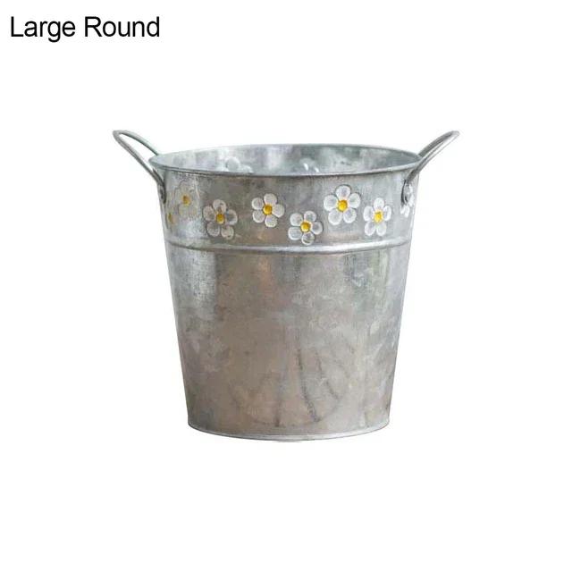 Embossed Vintage Iron Flower Pot - Desktop Flowers Vase, Plant Hanging Balcony Bucket, Garden Decorations Bonsai Pot