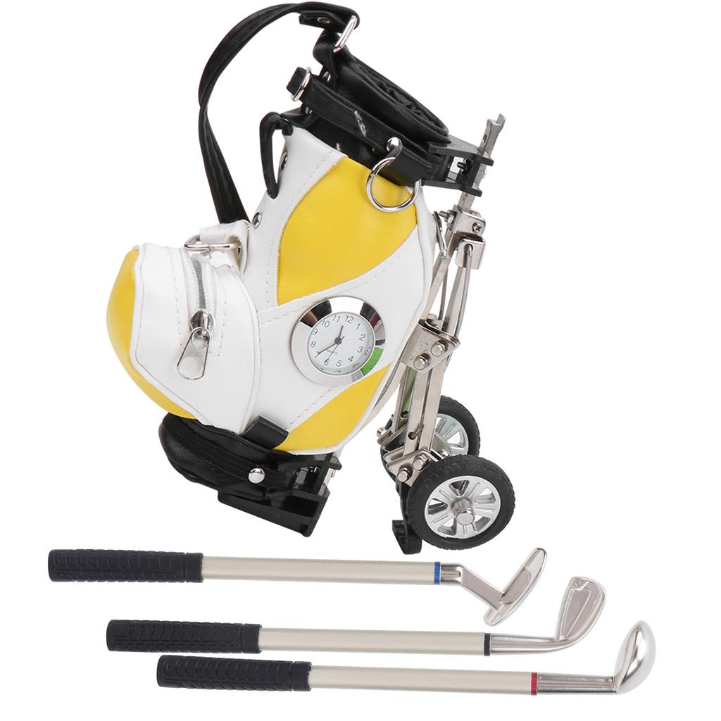 Stolní golfová sada per 3 kuličková pera a mini taška slitina zinku golfová taška na pera s hodinkami