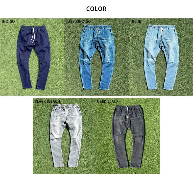 BEATJIVE Jogger Cut Stretch Easy Loose Plus Size 0000-7305 Women's Pants, Denim, Sweatpants, Tapered, Fit, Fit, (LARGE, BLUE)