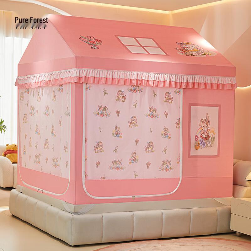 Детская палатка-кровать Chunsen  Замок с кроликами  и противомоскитная сетка 120x200x160cm