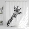 Funny Animal Shower Curtain Giraffe Jungle Safari Tropic African Wildlife Black And White Modern Designer Cool Bathroom Decor
