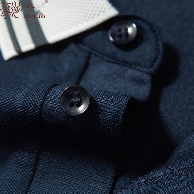 Camisa Polo Respirável de Mistura de Seda Masculina