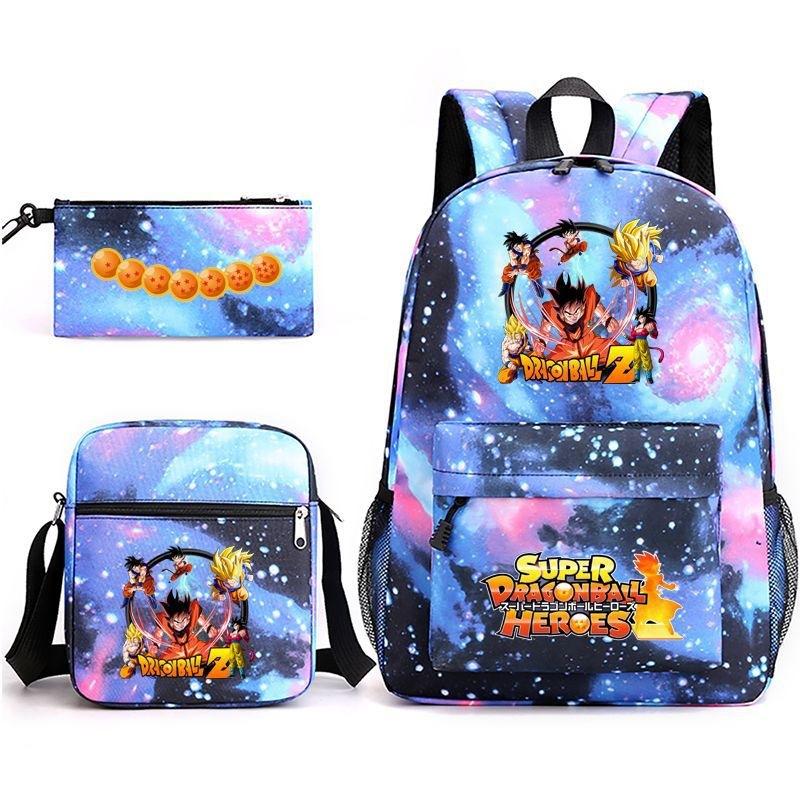 Dragon Ball Super Z Printed Backpack 3-Piece Set Casual Outdoor School Bag 3-Piece Set