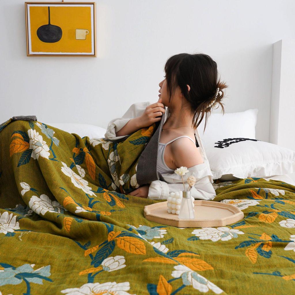 Ganzjahres-Fünf-Lagen-Musselin-Baumwolldecke für Büro- oder Heimgebrauch