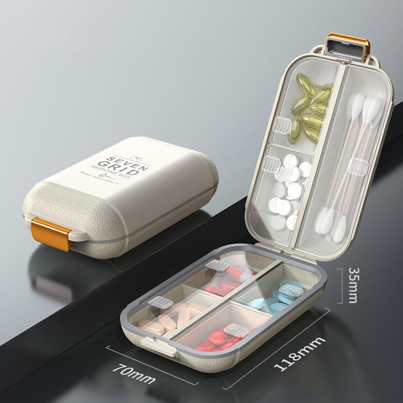 Tragbare kleine Medikamentenbox Feuchtigkeitsgeschützt Versiegelt Klappdeckel-Design Wasserdichtes Design Vitamin- und Medikamentenaufbewahrungsbox