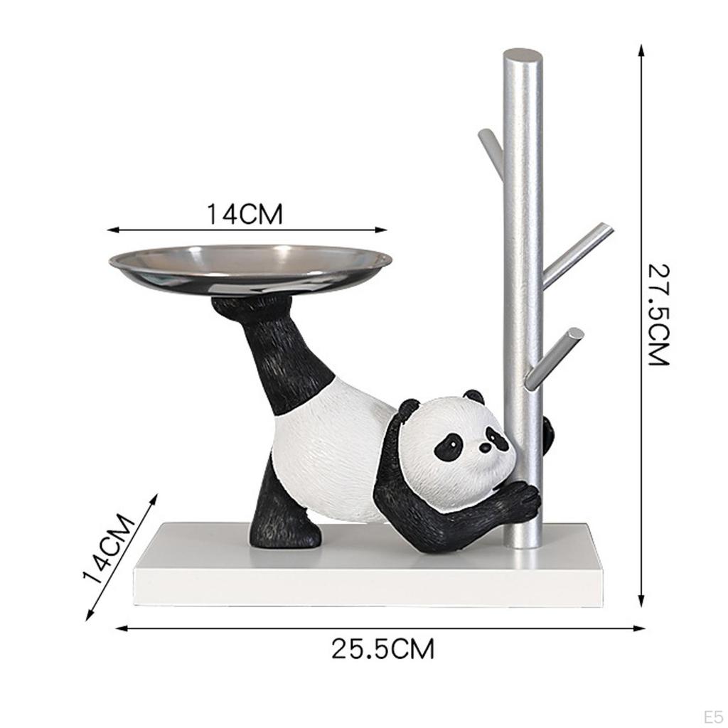 Adorable Panda Resin Figurine Organizer Tray for Home Office Decor