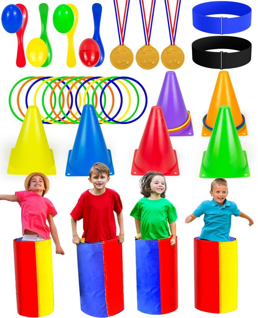 Outdoor Sports Set with Rings, Colorful Training Rings, Catch Ball, Hopscotch, Kids' Toys, Indoor and Outdoor Play, Exercise, Practice, Exercise,