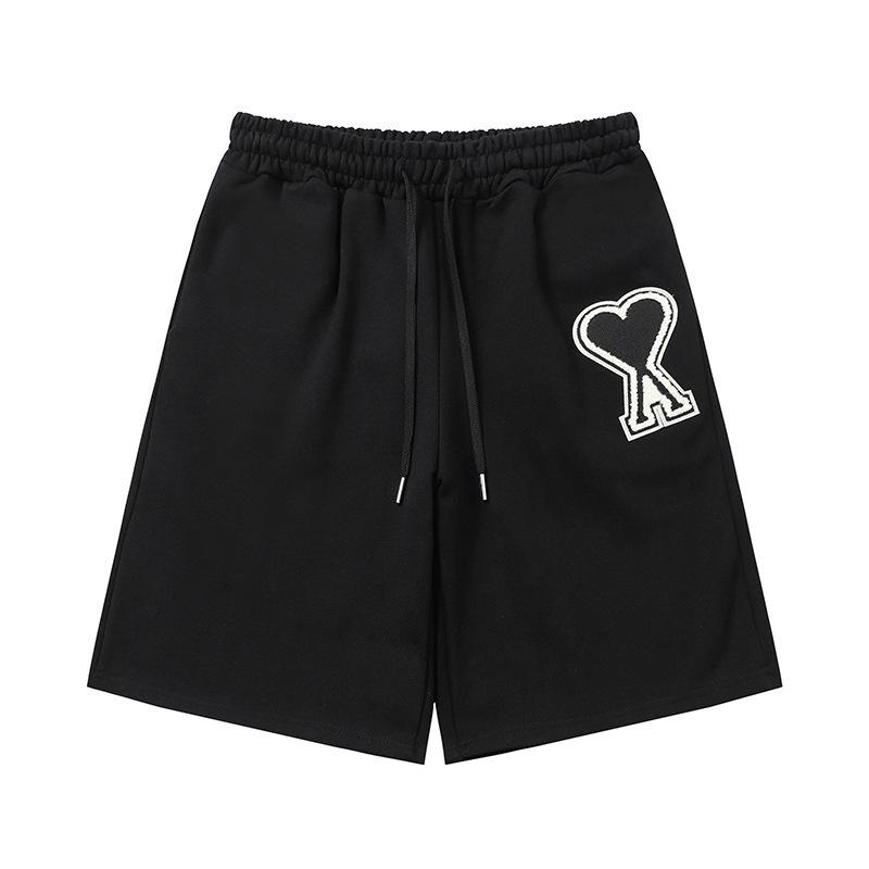 Ami Women's Heart Embroidered Casual Summer Sweatpants - Classic Straight-Leg with Drawstring