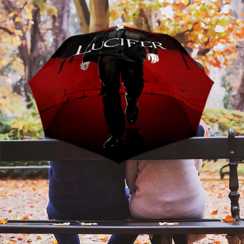 Supernatural Shadows Light Folding Umbrella Suitable for All Seasons 8 Paraphenoid Bones Printing Light Three Folds