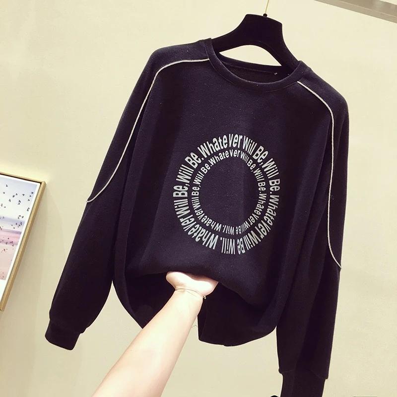 Sweatshirt for Women Cotton Oversize Slimming Loose Round Neck Casual Pullover Long Sleeve Spring Sweatshirt Top