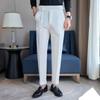 Men's Korean Slim Fit Tapered Trousers Autumn Vintage High Waist Business Solid Color Straight Leg Casual Pants