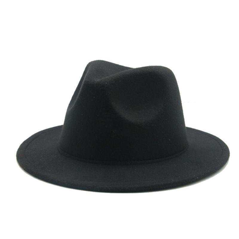 Neuer Herbst- und Winter-Wollzylinder Hut Damen Paar Hut Herren Breiter Rand Gerader Rand Modischer Vielseitiger Jazzhut Flacher Rand Schattierung