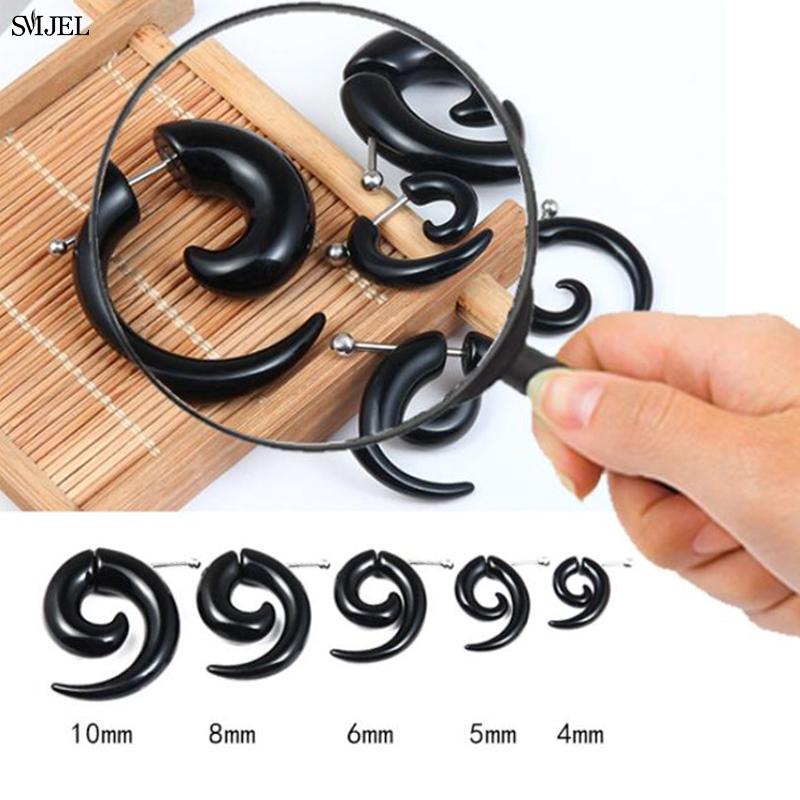 Punk New Fashion Spiral Earrings Tapers Snail Ear Expanders Black Earring 4/5/6/8/10 Mm Body Jewelry Men Women Ear Plug Piercing