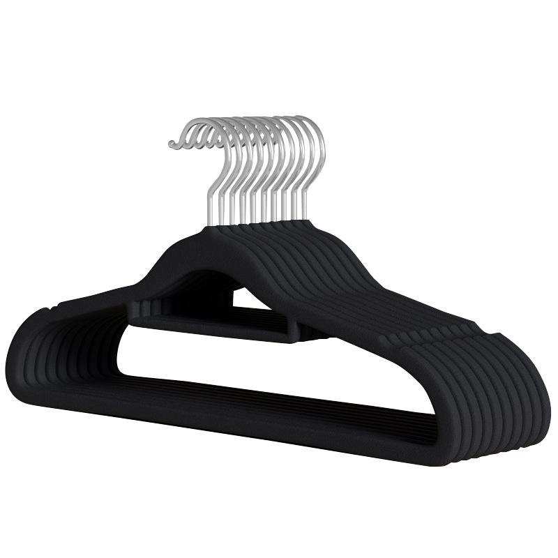 

Набор прочных серых флокированных вешалок - 10 штук, многофункциональное решение для хранения и сушки в гардеробе