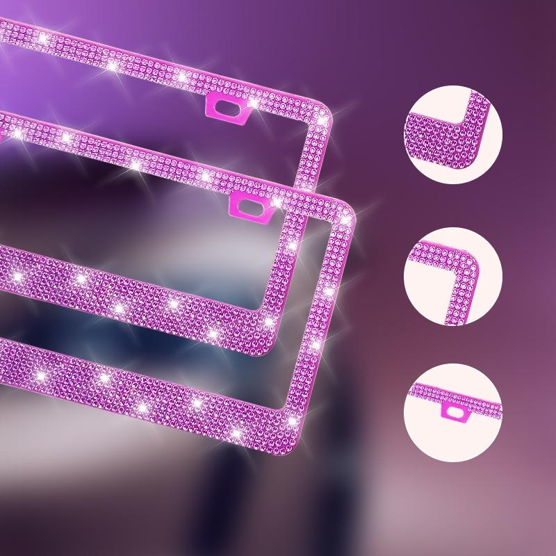 New 1/2Pcs 31*16Cm Bling Crystal License Plate Frame Women Rhinestone Car License Plate Frame Cover Holder Car Accessories