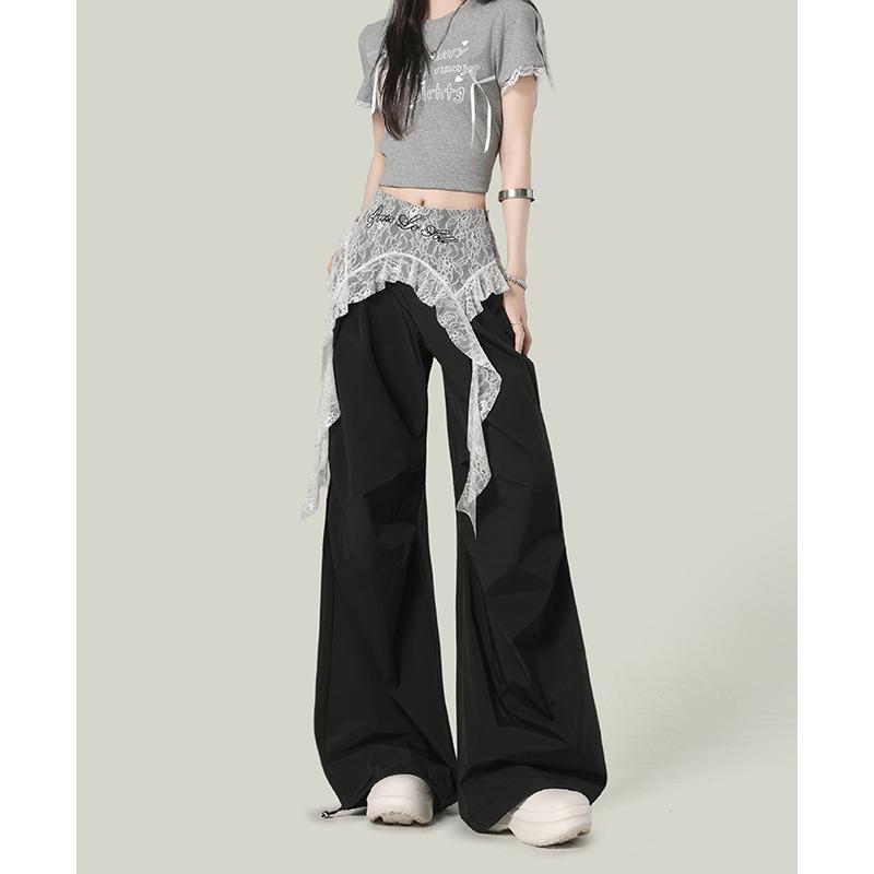 

Spring/Summer 2025 Lace Patchwork Loose Wide-Leg Cargo Pants S