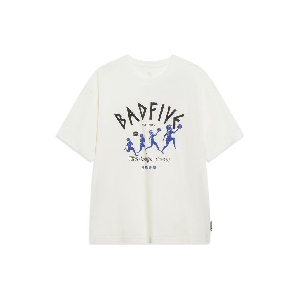 Li-Ning Sports Basketball Series Letter Print T-Shirt Men Tops Off-White AHST301-3