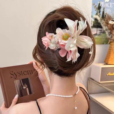 AWAYTR Korean Simulation Flower Hair Clip Bohemian Duckbill Clip Cloth Girl Hair Clip Headdress Barrettes Flowers Hairpin Women