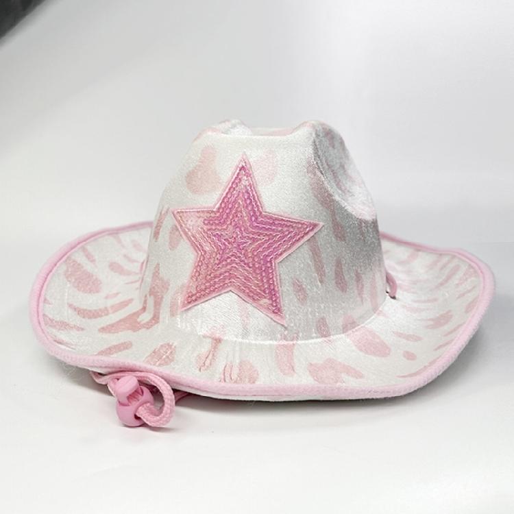 Sequins Cowgirl Hat for Women Pink Cowboy Hat with Cow Print for Theme Party