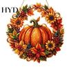 Party Decoration Accessory Fall Pumpkin Sunflower Wreath Hanging Decor, Acrylic Hand Painted High-Quality Material Window Ornament,