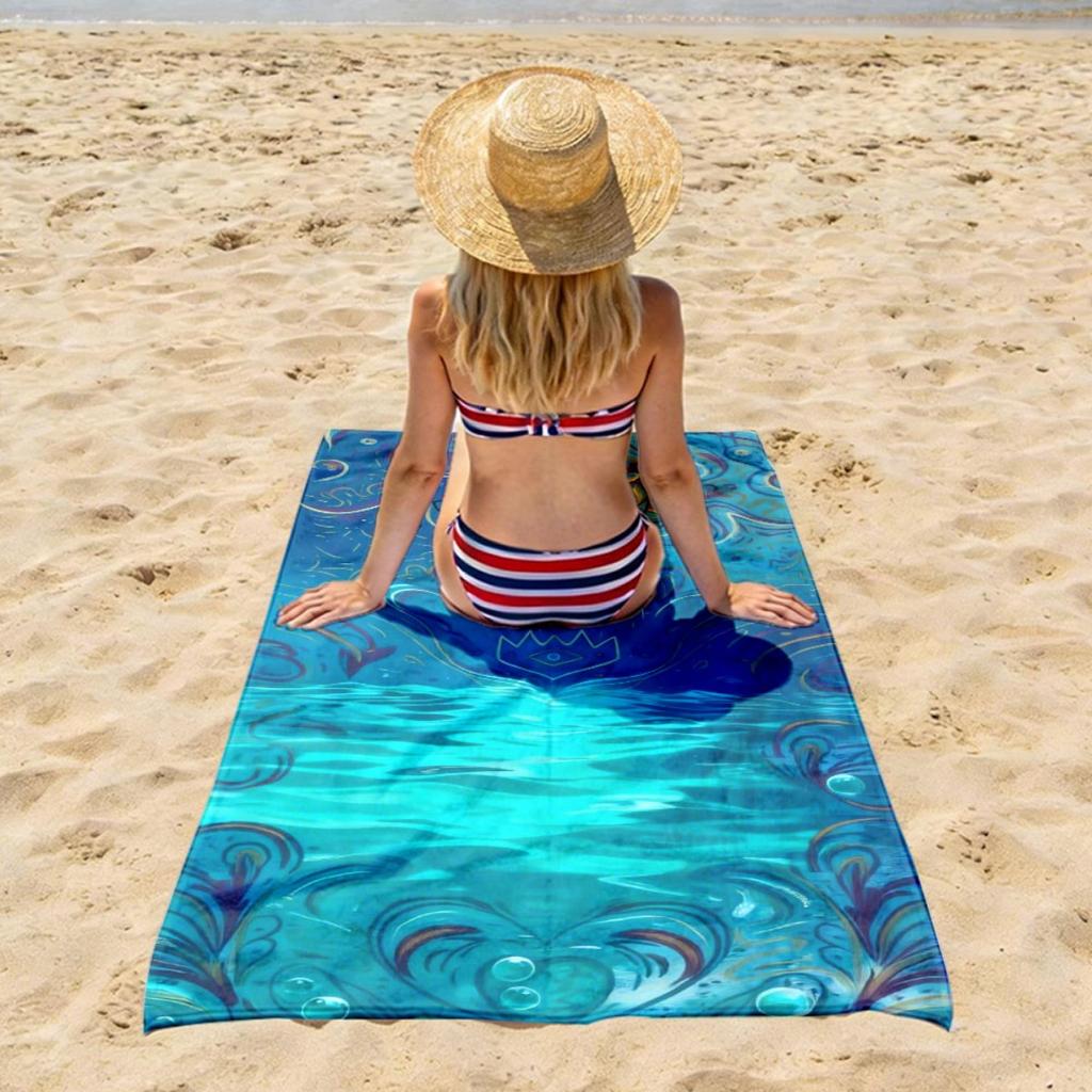 Asciugamano da Spiaggia Assorbente Leggero Morbido Peluche Oversize di Lusso | Microfibra di Poliestere, Moderno, Tessuto, Lavabile in Lavatrice, Forte W