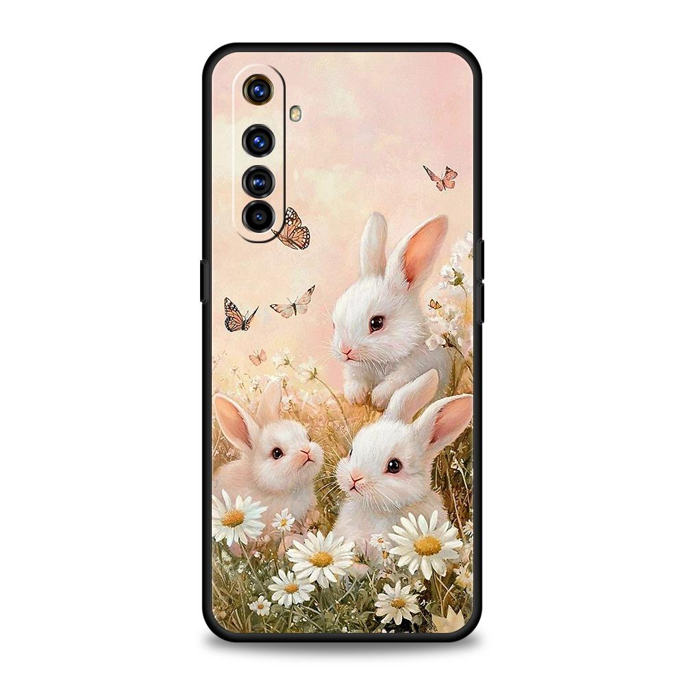 Soft TPU For Realme 11 10 9 Pro Plus GT2 GT3 GT5 C21 C25 C35 C53 C55 C67 Pro 5G Phone Case Ink And Wash Painting Rabbit Art Bags