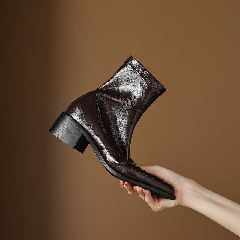 Krazing Po Microfiber Winter Pointed Toe Size 33 Western Boots Size 43 Butterfly-knot Med Heels Ankle Boots