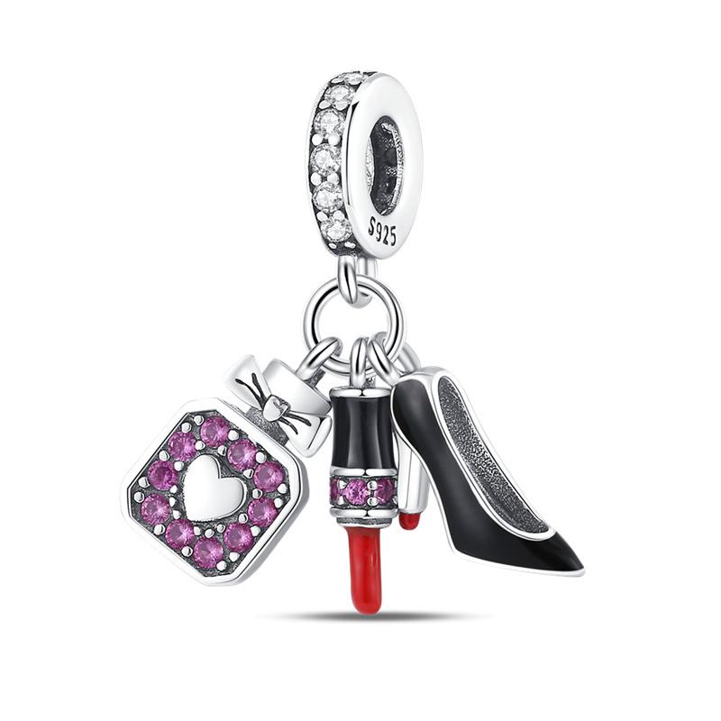 Brand New Copper Metal Women Clutch Lipstick Heels Charm Bead Components Bead Components Designed For 3mm Authentic Original Bracelet High Quality