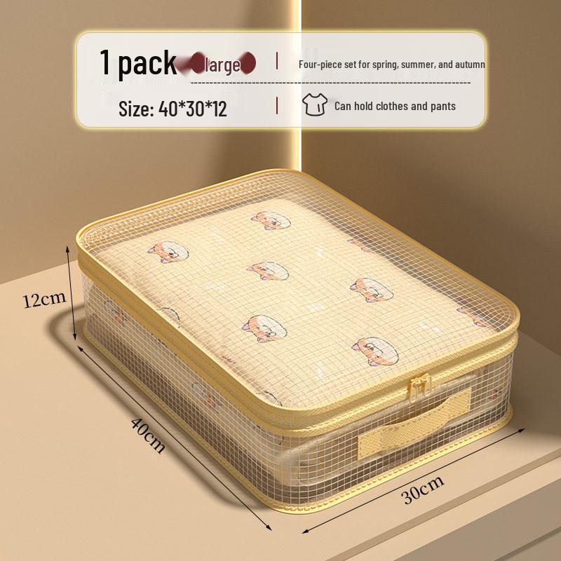 Four-Piece Breathable Storage Bag Set for Seasonal Quilt and Clothing Organization.