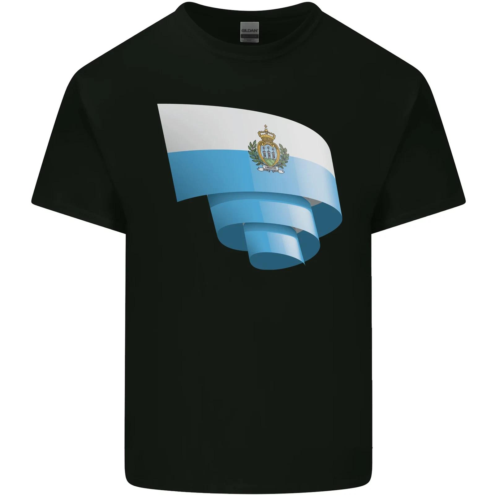 Curled San Marino Flag Sammarinese Day Football Kids T-Shirt Childrens 2XL
