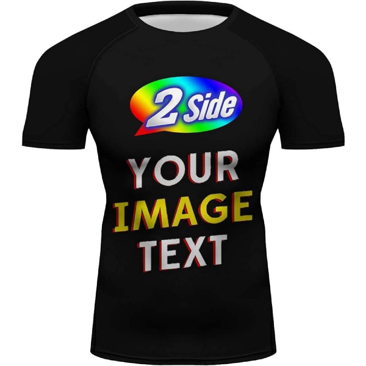 O2TEE Men s Custom Full Printing Add Your Picture Front & Back Short Sleeve Training Shirt S