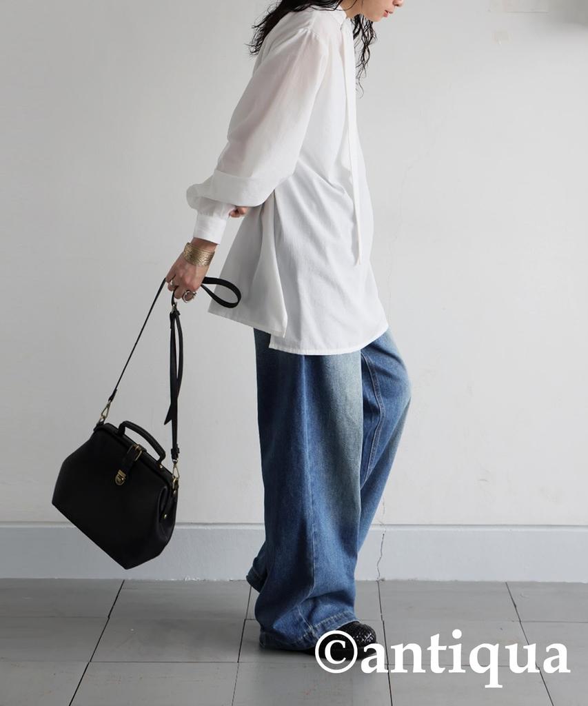 Antiqua Tie Layered Shirt One Size White Women's Blouse, PK-01317, 03,