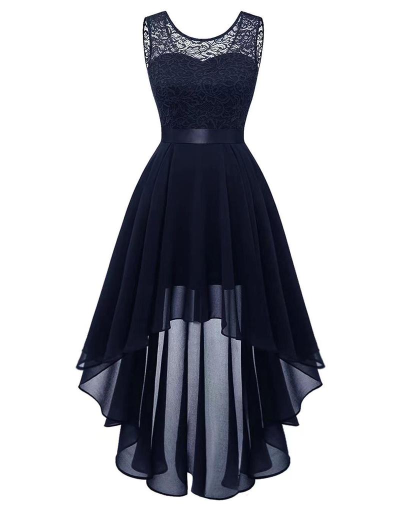 2025 Elegant Lace and Chiffon Evening Gown with Flowing Swing Skirt
