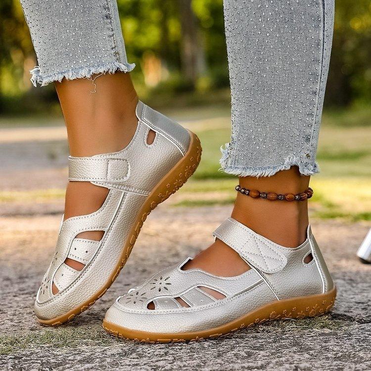 Anti-slip Shoes, Large Size, Flat Bottom, Casual Sandals, Women's, New Style with Openwork Design