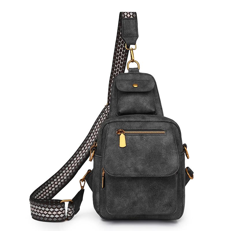 PU Umhängetasche Damen Retro Einfarbig Rucksack Pendler Brusttasche