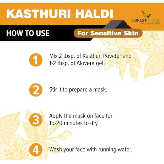 THE FOREST HERBS Natural Care from Nature Kasturi Haldi Powder For Natural Finish Face (100 Grams) For Glowing Skin | Kasturi Manjal | 100% Natural