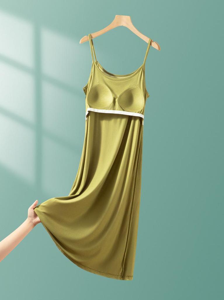 Modal Strappy Built-in Bra Summer Sleeveless Dress for Women 2025