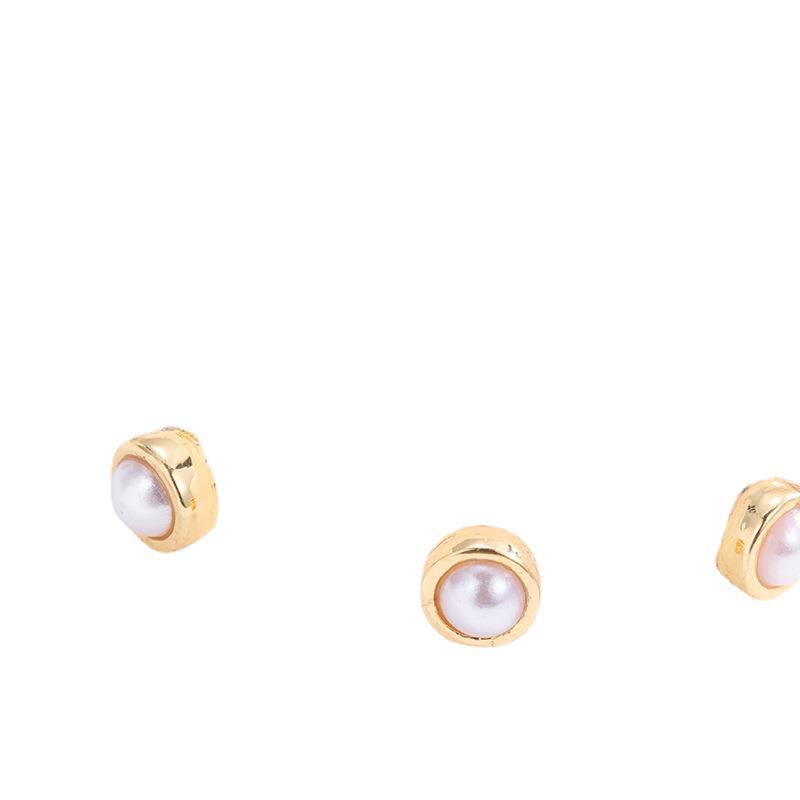 Y2K Black & White Resin Signet Ring Set with Pearl and Five-Petal Flower Design