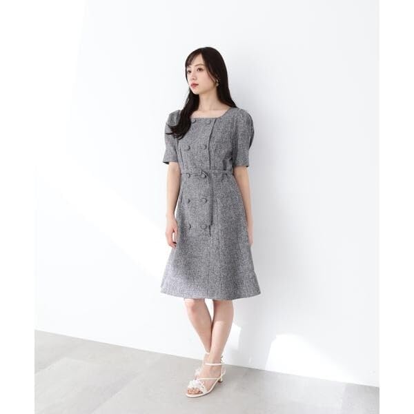 Jill by Jill Stuart Women's Ecru Double-Breasted Tweed Mini Dress