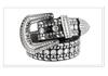 Unisex Fashion Rivet Belt with Rhinestone Alloy Pin Buckle
