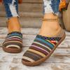 Fashion Plus Size 2025 Summer Fabric Women’s Closed Toe Slippers Outdoor Mixed Colors Low Heel Slippers for Daily Casual Retro Sandals